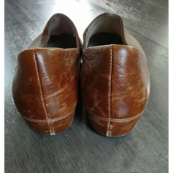 Taos Scheme Brown Leather Flats Loafers Size 8 Lagenlook Minimalistic Distressed - Picture 7 of 11
